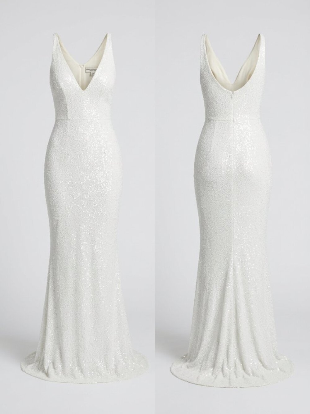 Dress the Population Harper White Sequin Full Length Mermaid Gown Size XS